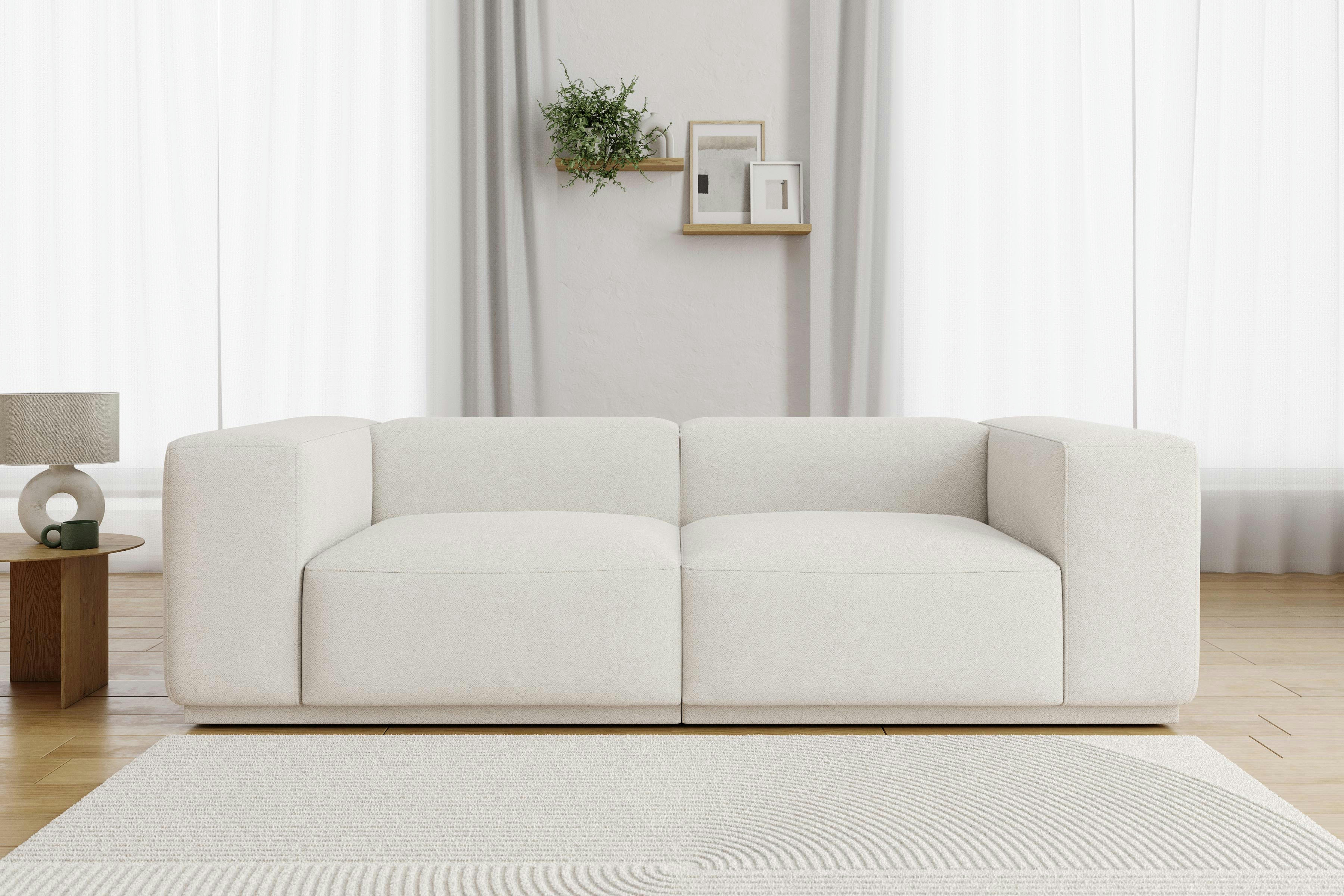 SACHA - Canapé droit en tissu 4 places crème