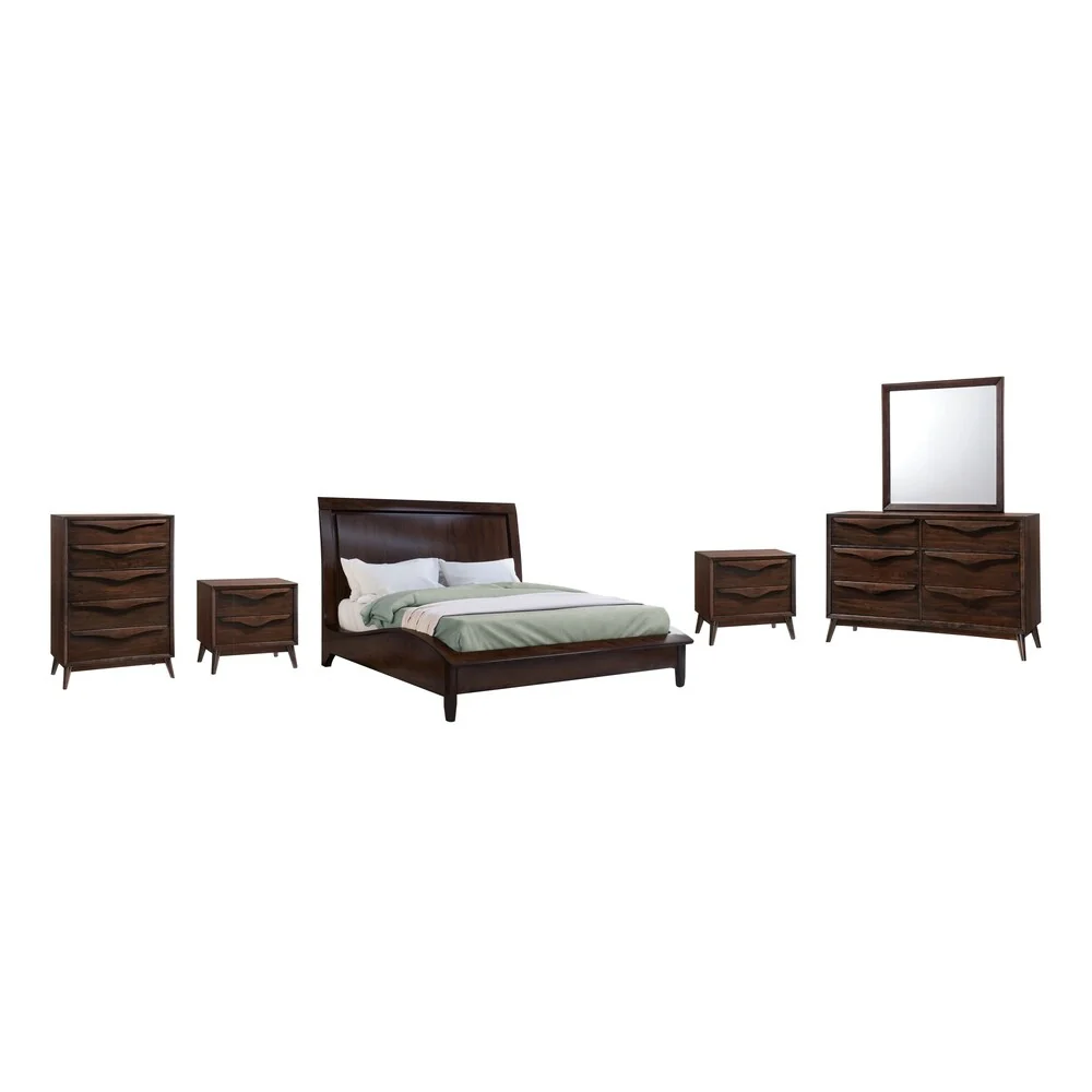 Abbyson Alton Brown Wood Mid Century 6 Piece Bedroom Set