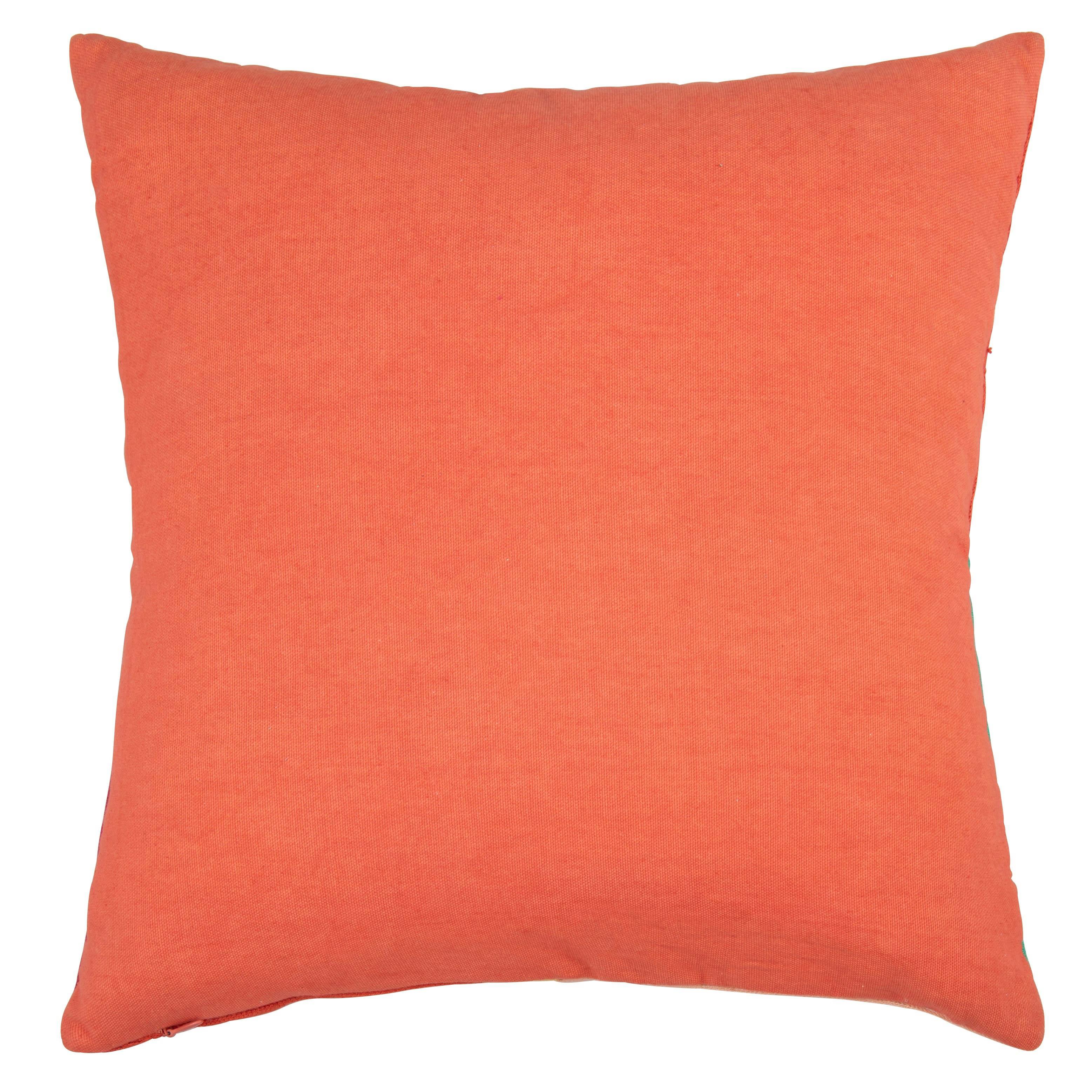 PORTOROS - Housse de coussin en coton brodé motifs graphiques multicolores