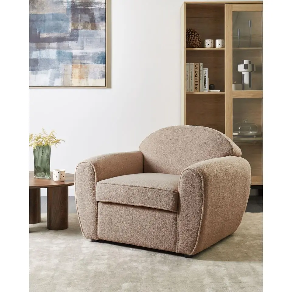 ELLEDE - Fauteuil - Lichtbruin - Boucl&eacute;