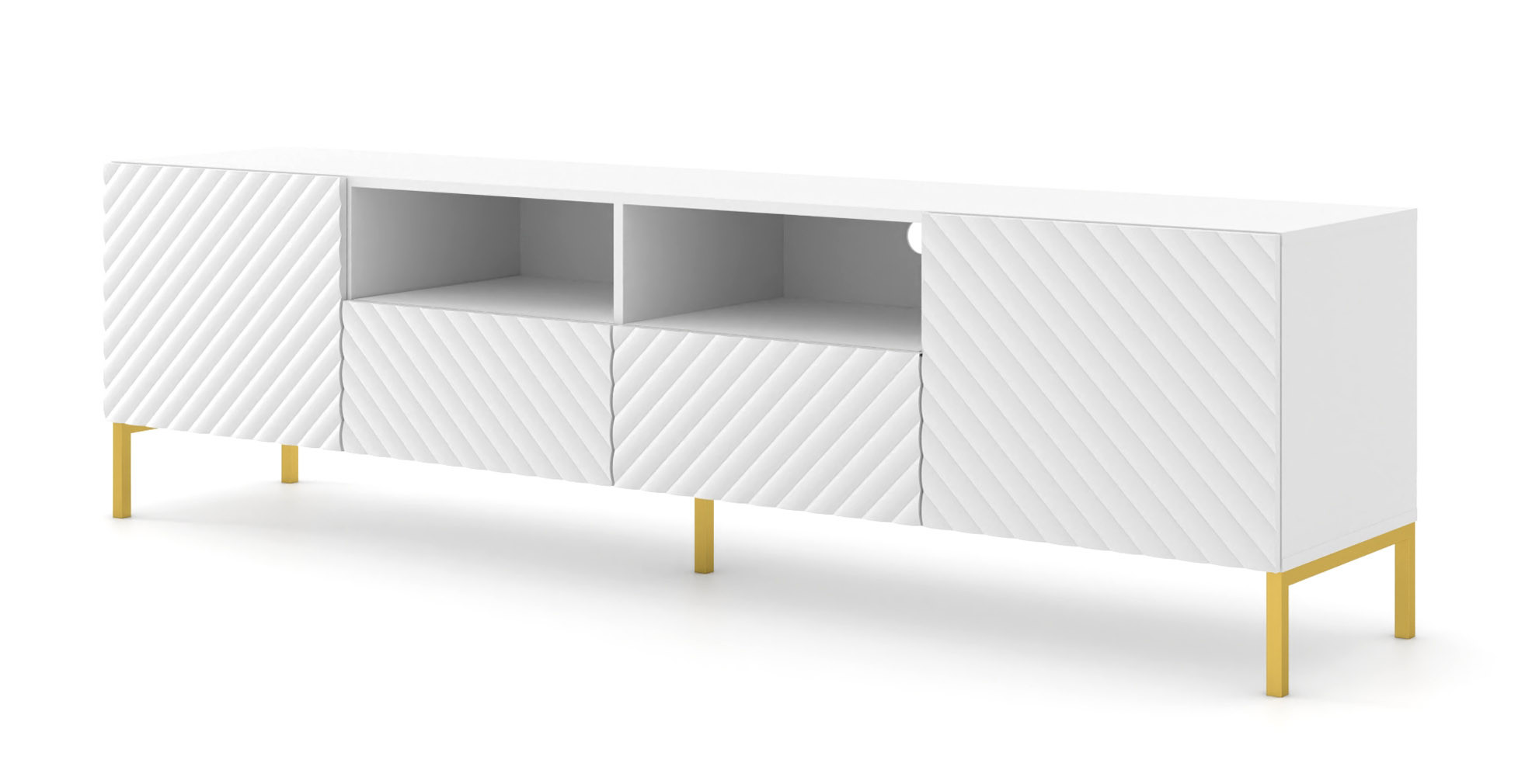 Szafka RTV SURF 200 cm 2D2S frez biały mat