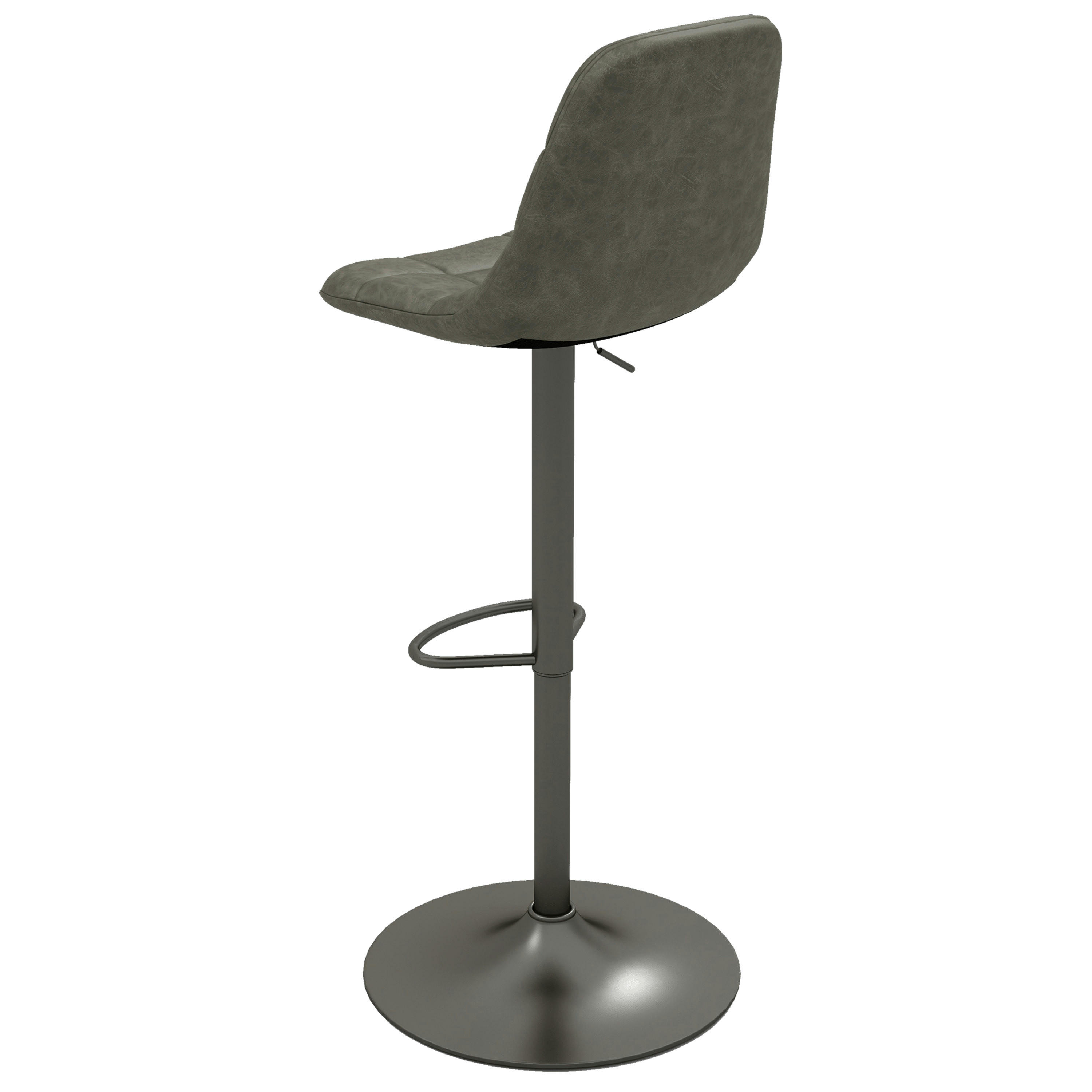HENRIK - Tabouret de bar en cuir synthétique Anthracite-gris bronze (x2)