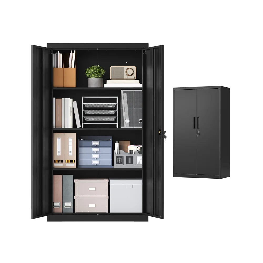 Armoire de bureau en acier à deux portes avec verrou, 80 x 40 x 140 cm