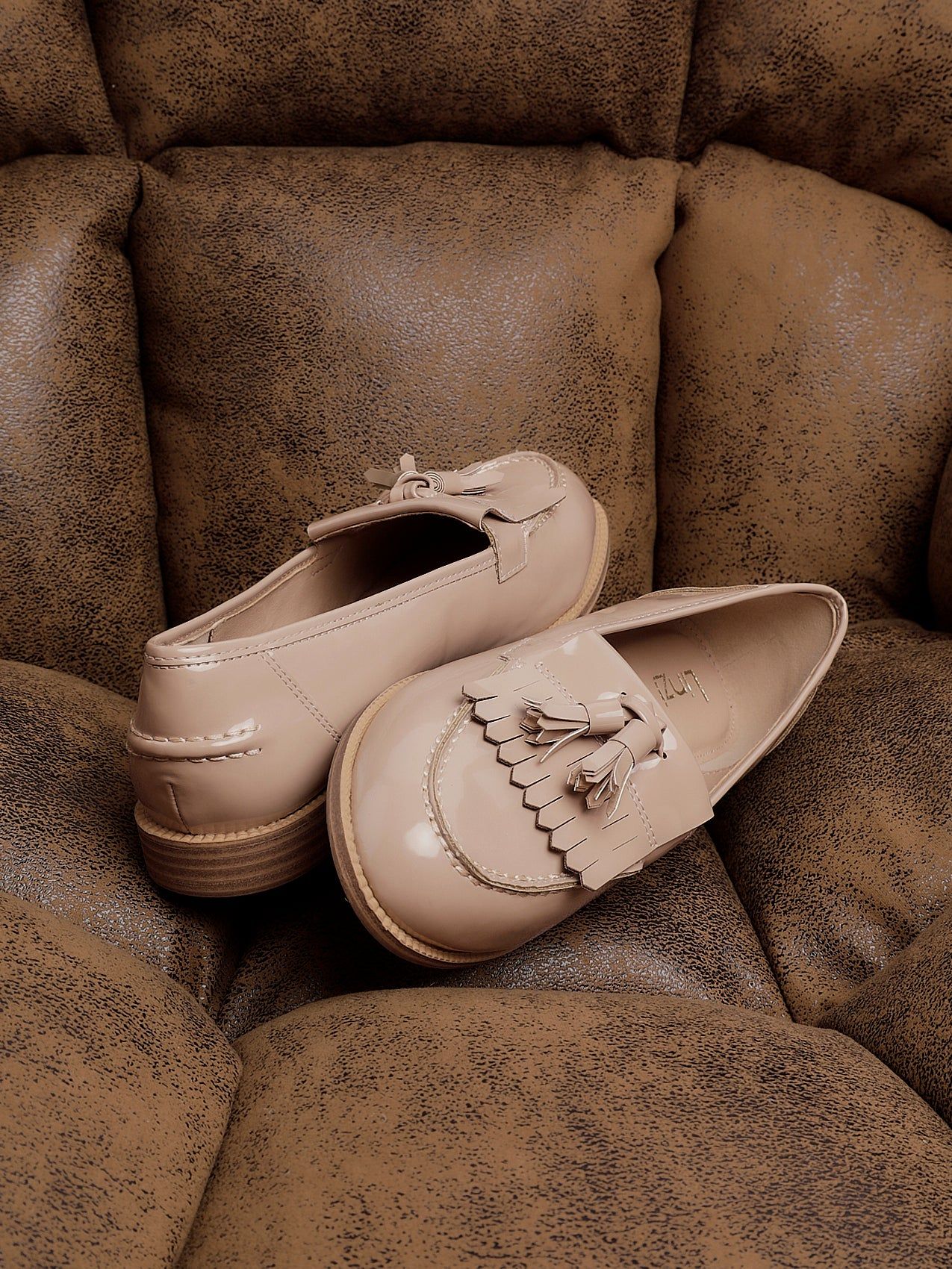 Linzi Rosemary Mocha Faux Leather Classic Slip On Loafer