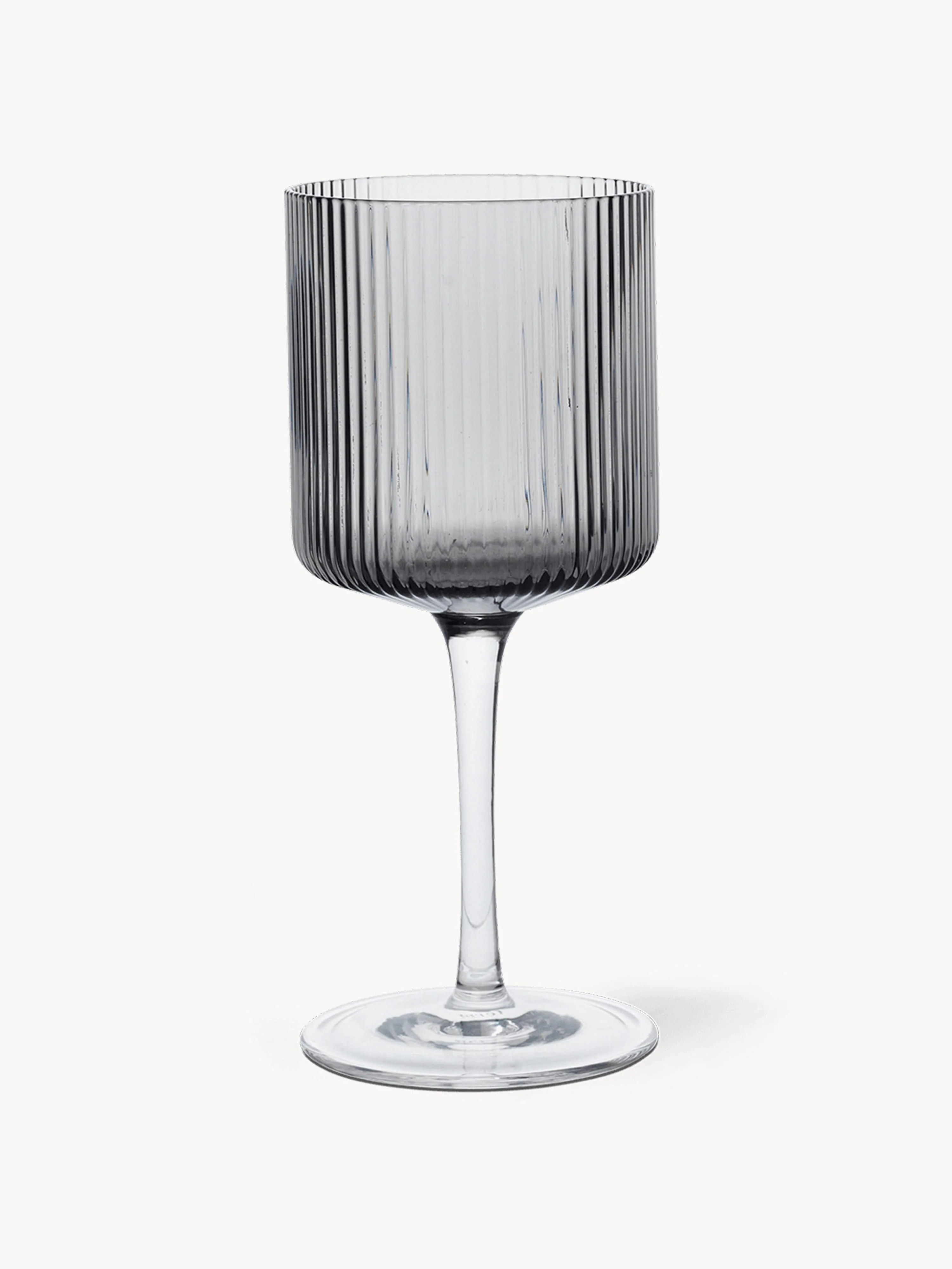Mundgeblasene Weißweingläser Ripple mit Rillenrelief, 2er-Set
