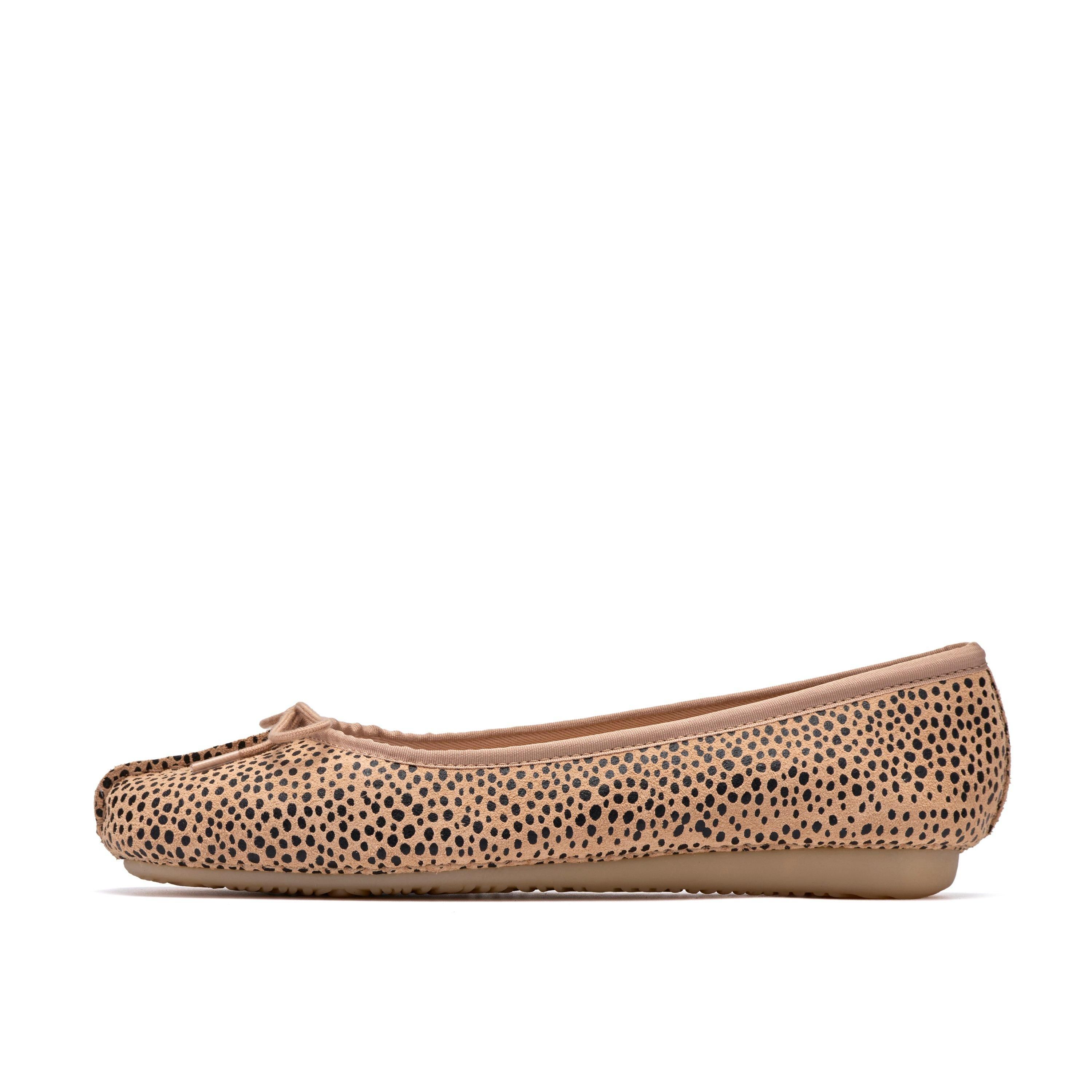 Clarks Freckle Ice Animal Print Slip Ons,Ballet Pumps
