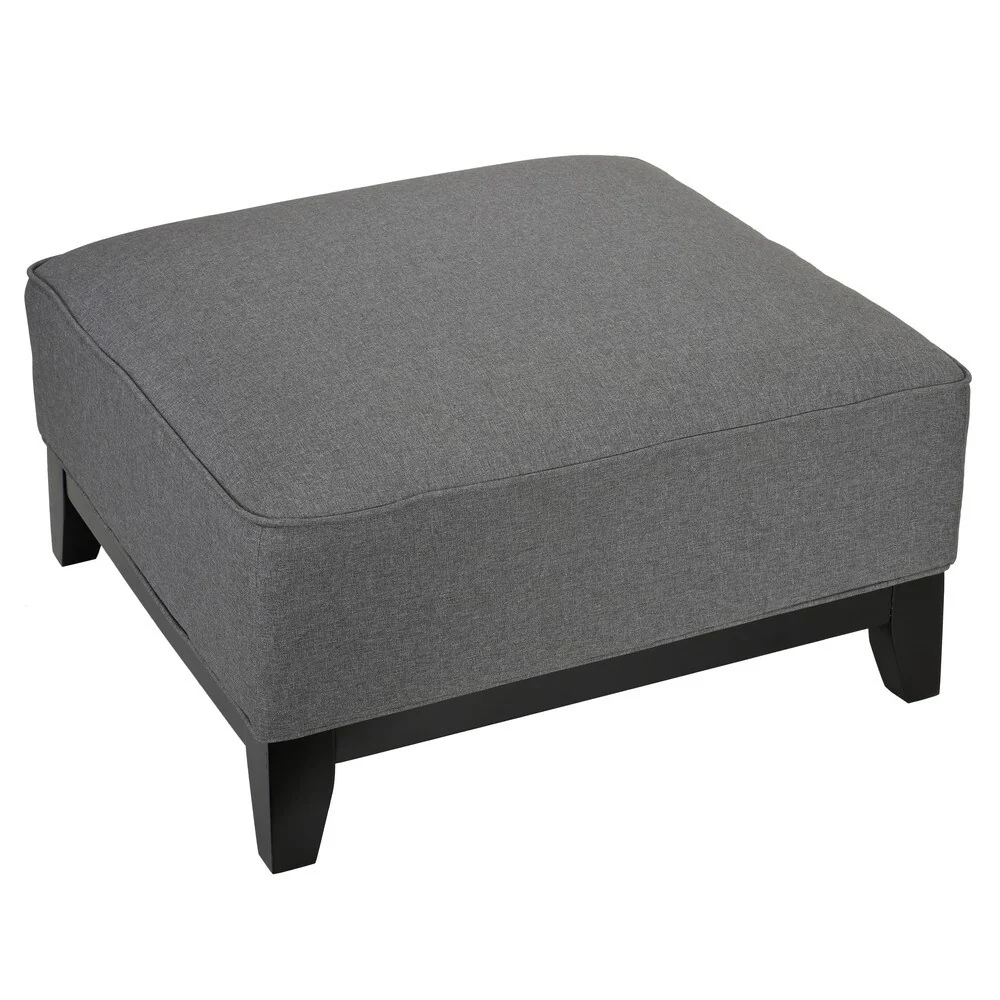 Cortesi Home Voxie Grey Linen Fabric Square Cocktail Ottoman