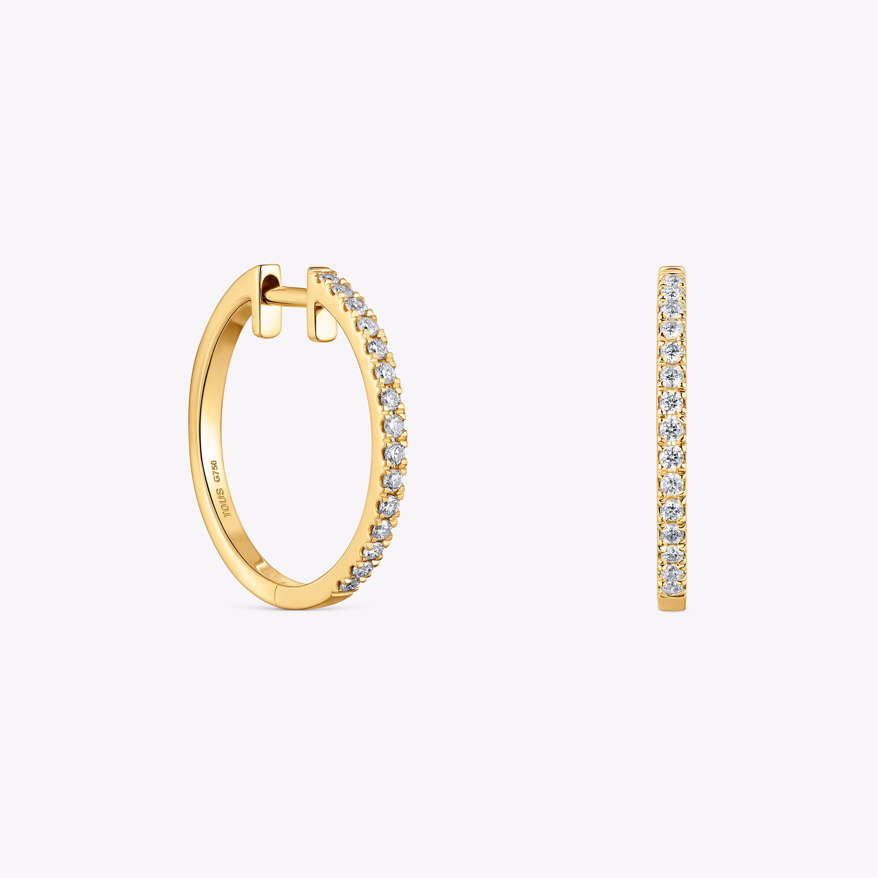 Pendientes aro cortos de oro con diamantes 18 mm Les Classiques
