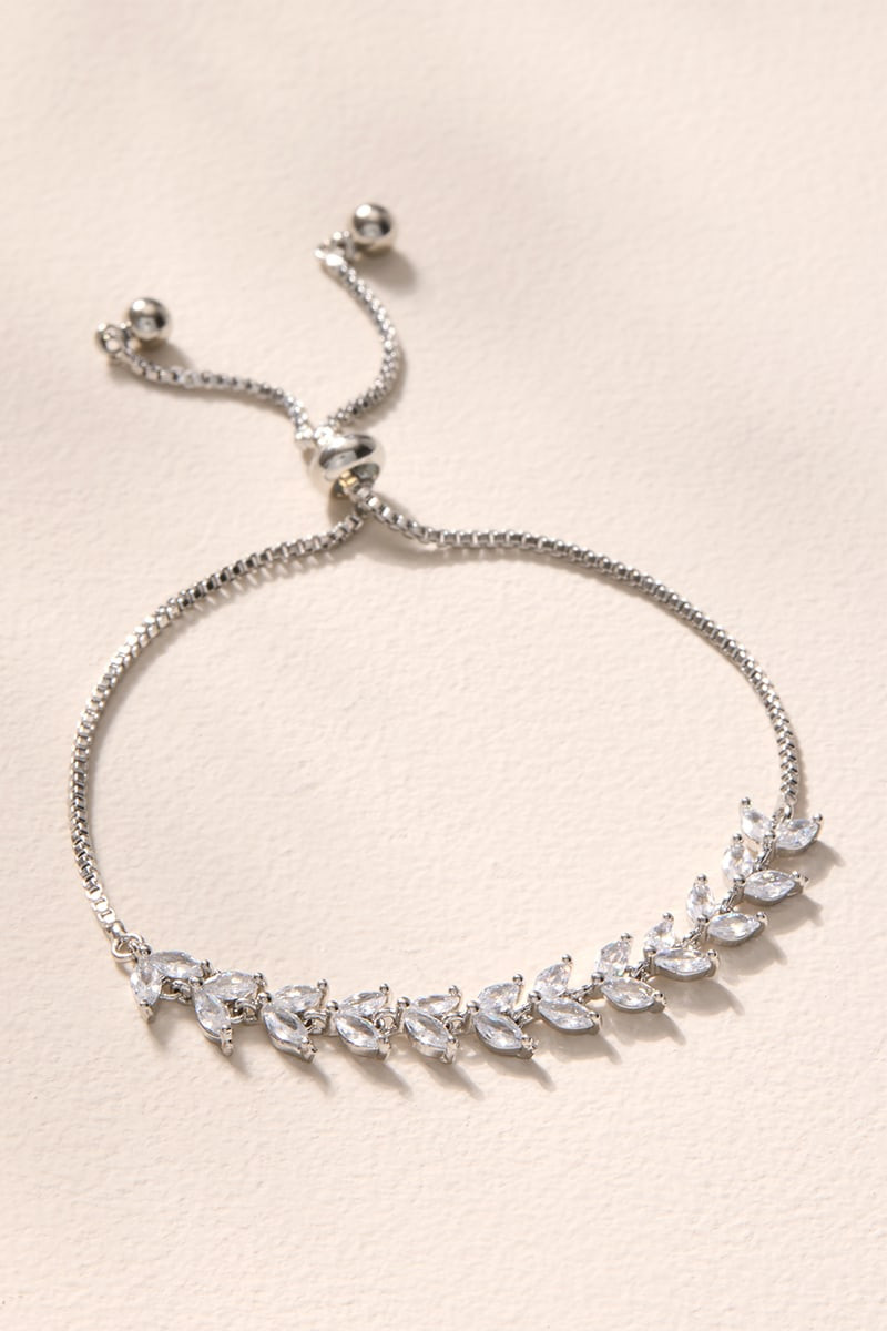 Jenna Crystal Leaf Pull Tie Bracelet
