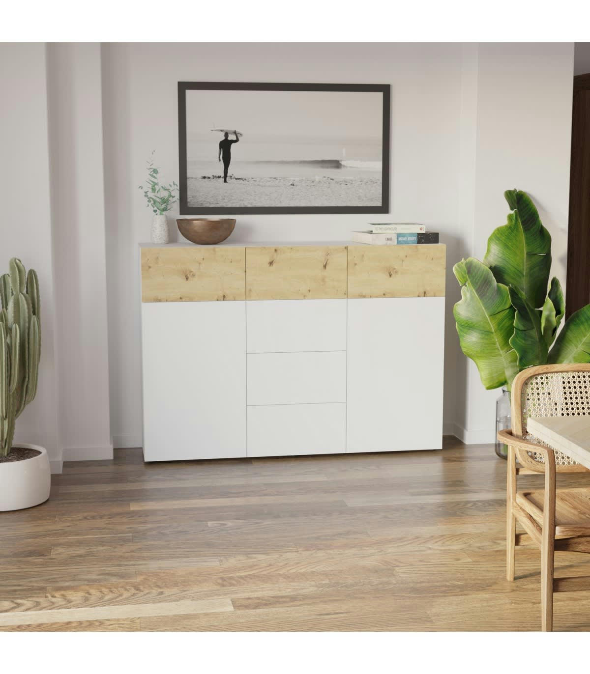 BELM 4 - Buffet 2 portes 6 tiroirs- L163 cm