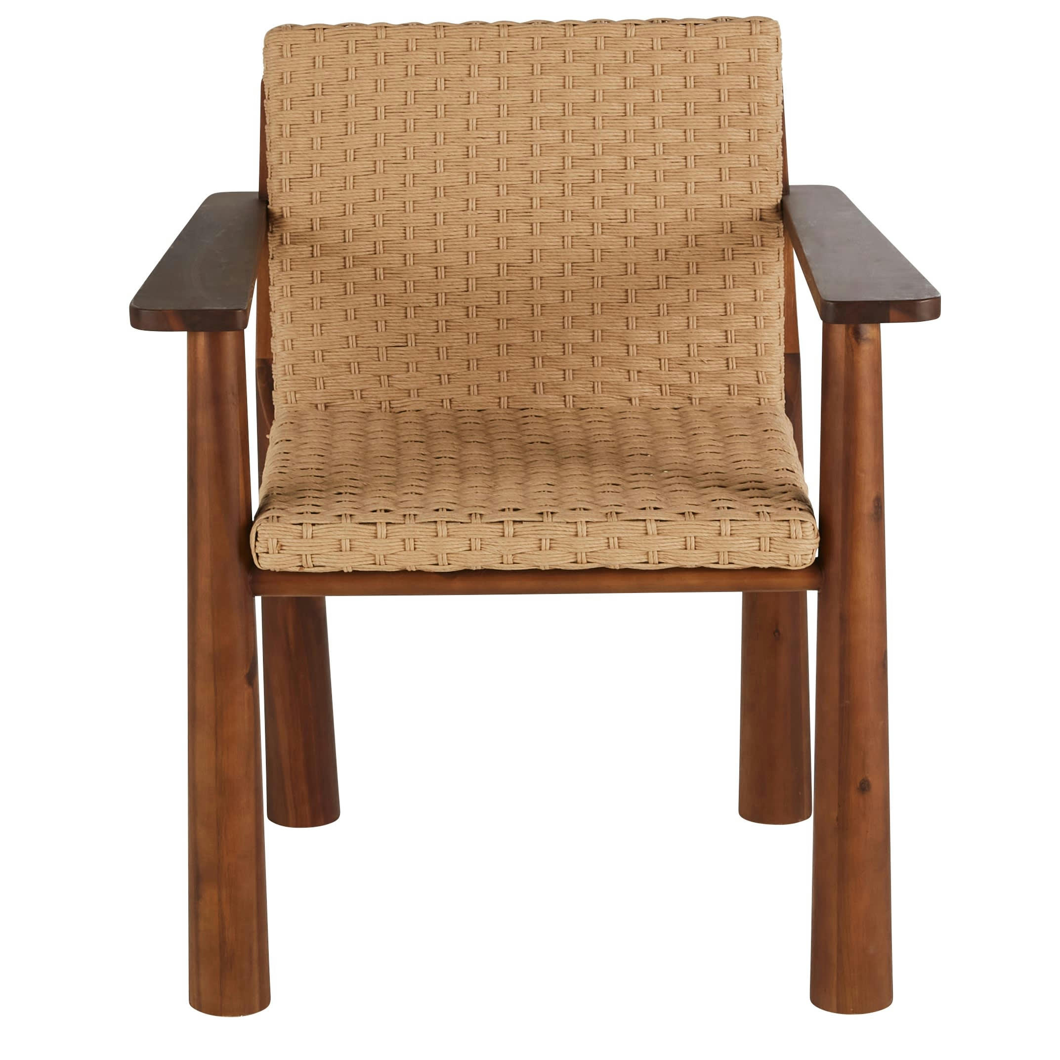 Pacao Business - Fauteuil de table professionnel en bois d'acacia massif et papier tressé