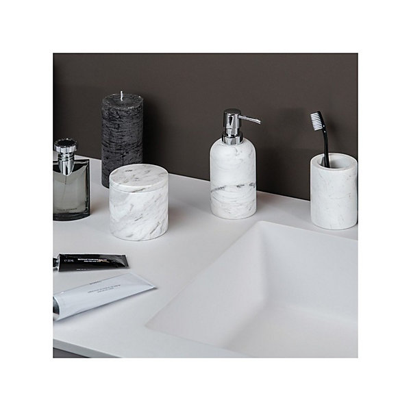 Boite àcotons Marbre SANA Blanc Spirella