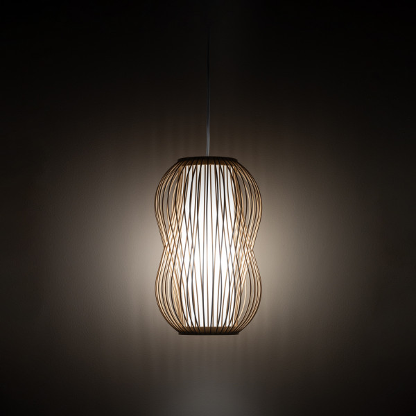 Lampa wisząca naturalne drewno-biała PUKET S 1xE27x25W Nowodvorski