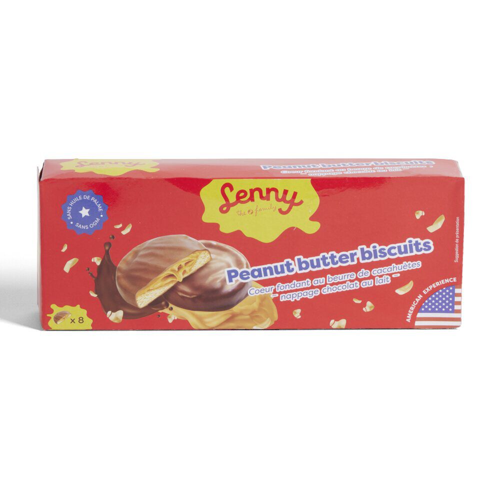 Biscuits Lenny beurre de cacahuète coeur fondant nappage chocolat au lait 128gr