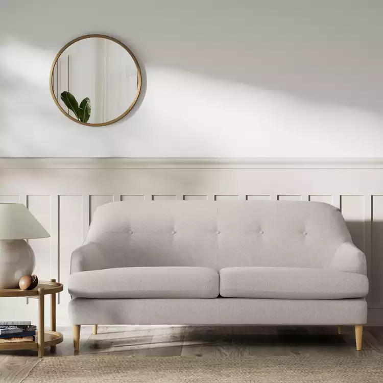 Habitat Frome Fabric 2 Seater Sofa - Stone - Ash Leg