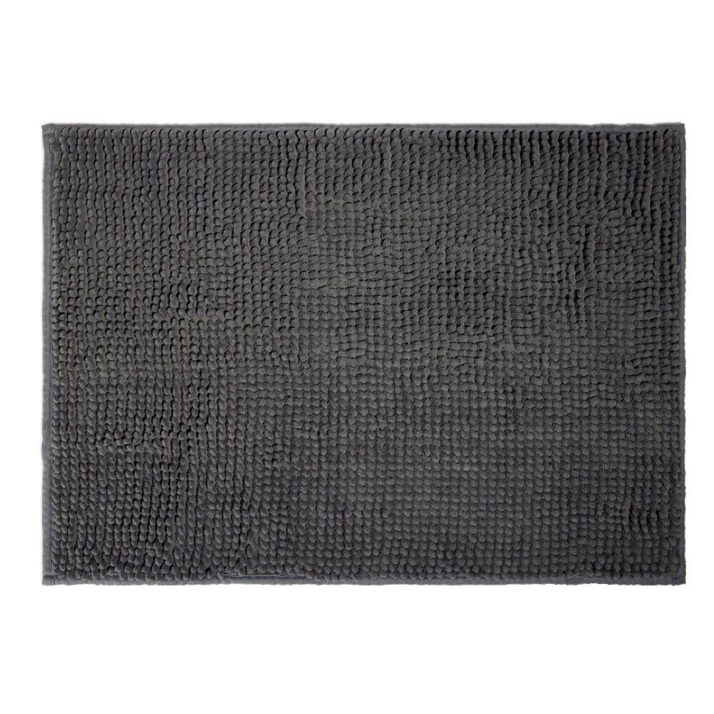 Tapis de salle de bain chenille gris 65x45 cm