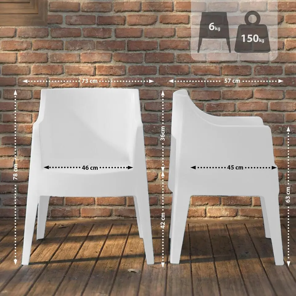 CLP Set van 4 Tuinstoel Bartal Kunststof - wit