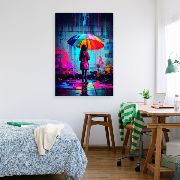 Obraz młodzieżowy, Dziewczynka z parasolką Graffiti Street Art 20x30