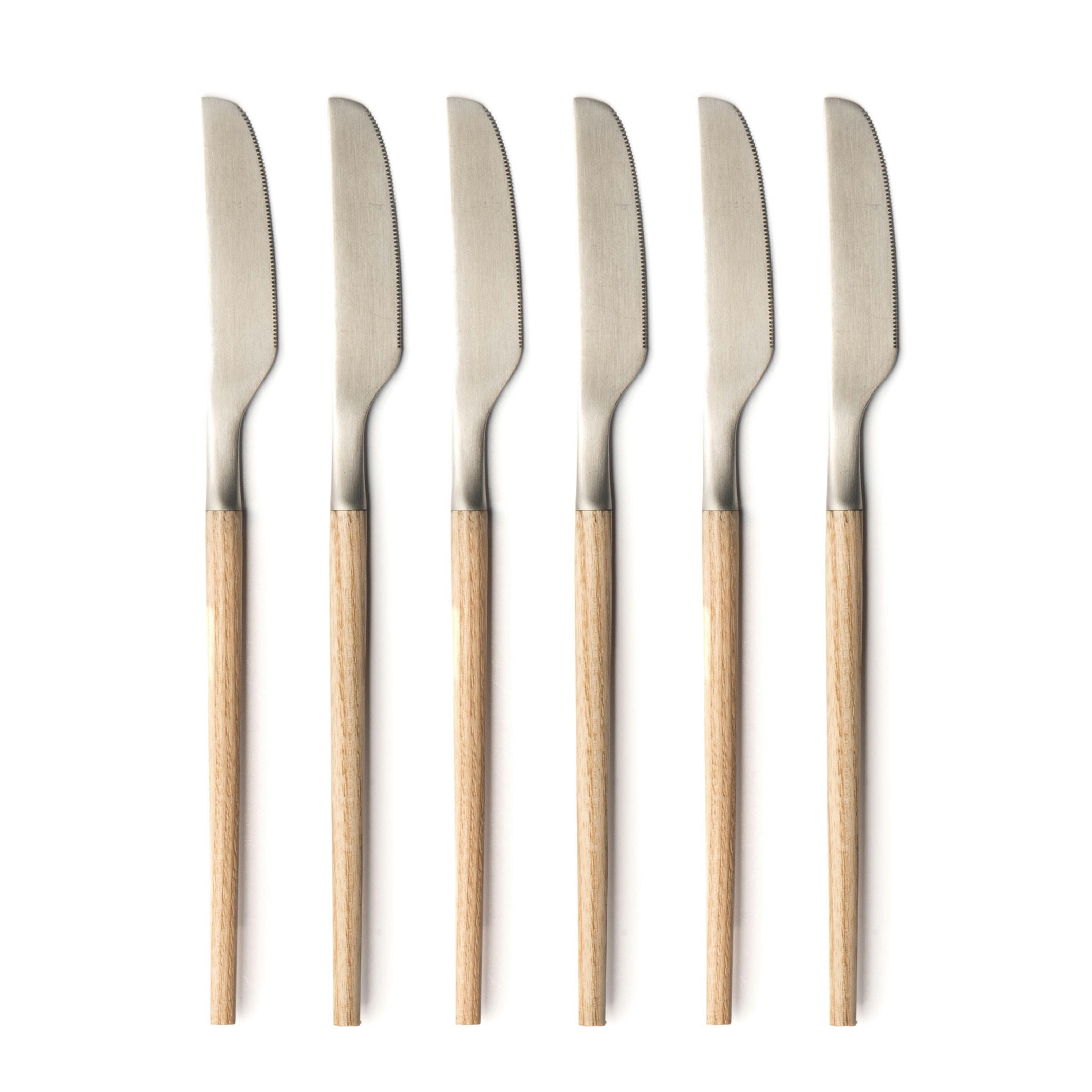 6 couteaux frêne et inox, Emako