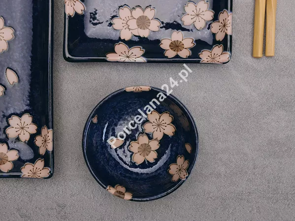 Zestaw do sushi dla 2 osób (4 el.) z pałeczkami Tokyo Design Studio - Sakura Navy 33759
