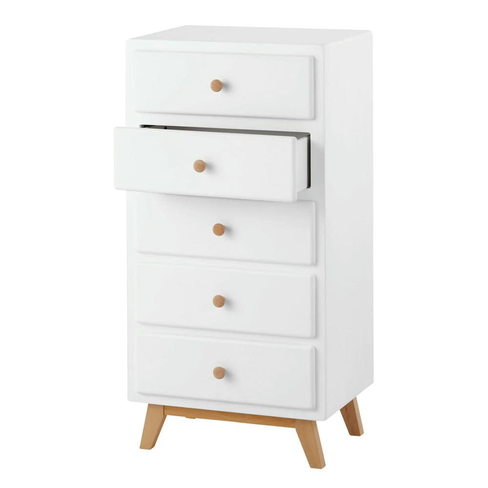 Sweet - Chiffonnier vintage 5 tiroirs blanc