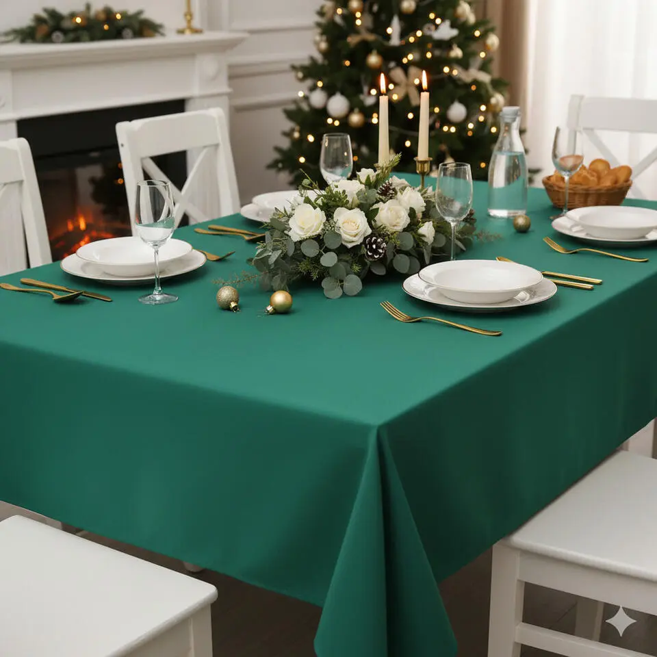 Stof Textiles Tafelkleed - 145 x 200 cm - emerald - Tafellaken