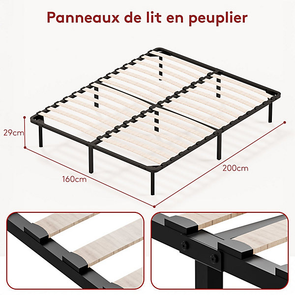 Dewinner Sommier à Lattes sur Pieds,Lit 2x14 Lattes,7 Pieds Inclus,160x200 CM