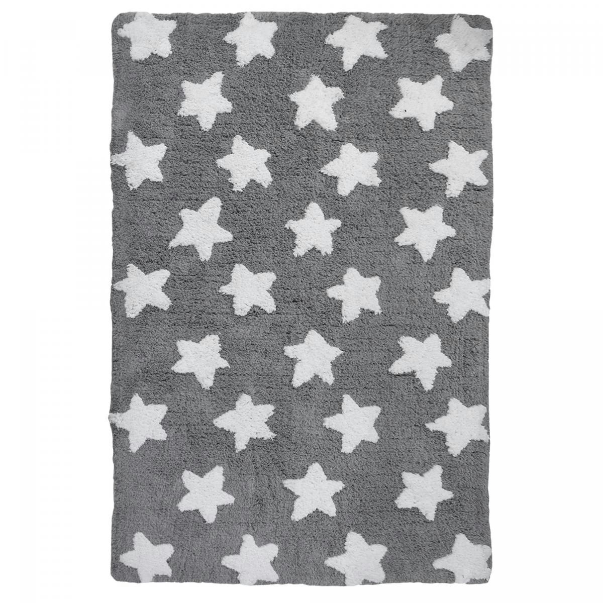 ETOILE 100% BIO - Tapis enfant en coton gris 120x170