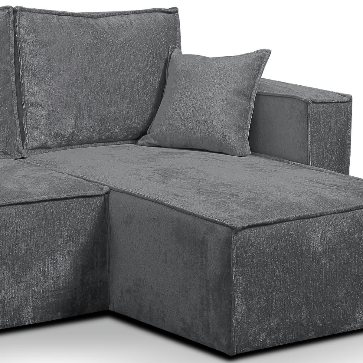 - Canapé d'angle réversible convertible 3 places coffre velours gris