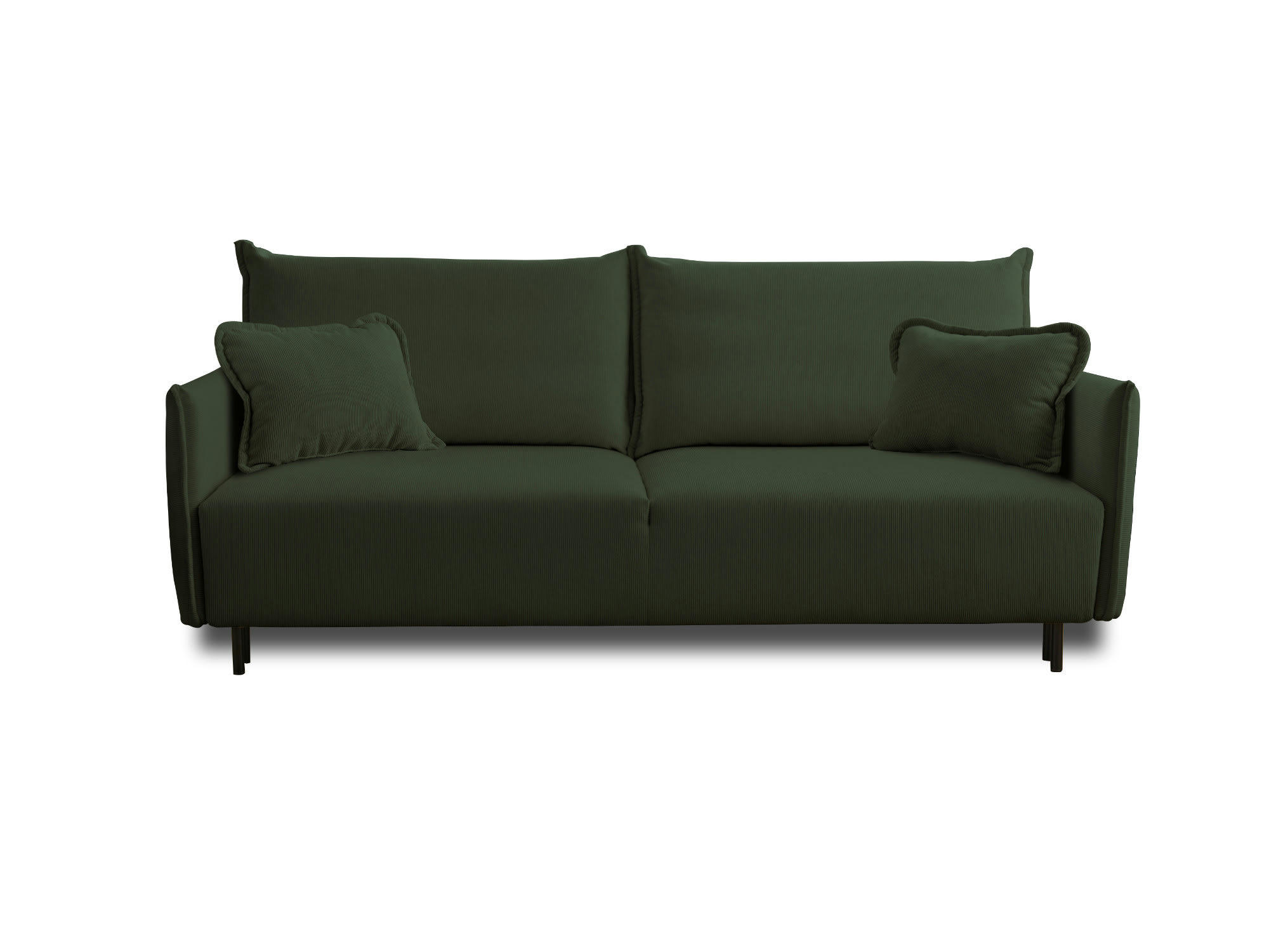 VALENTINA - Canapé droit convertible 3 places en velours côtelé vert