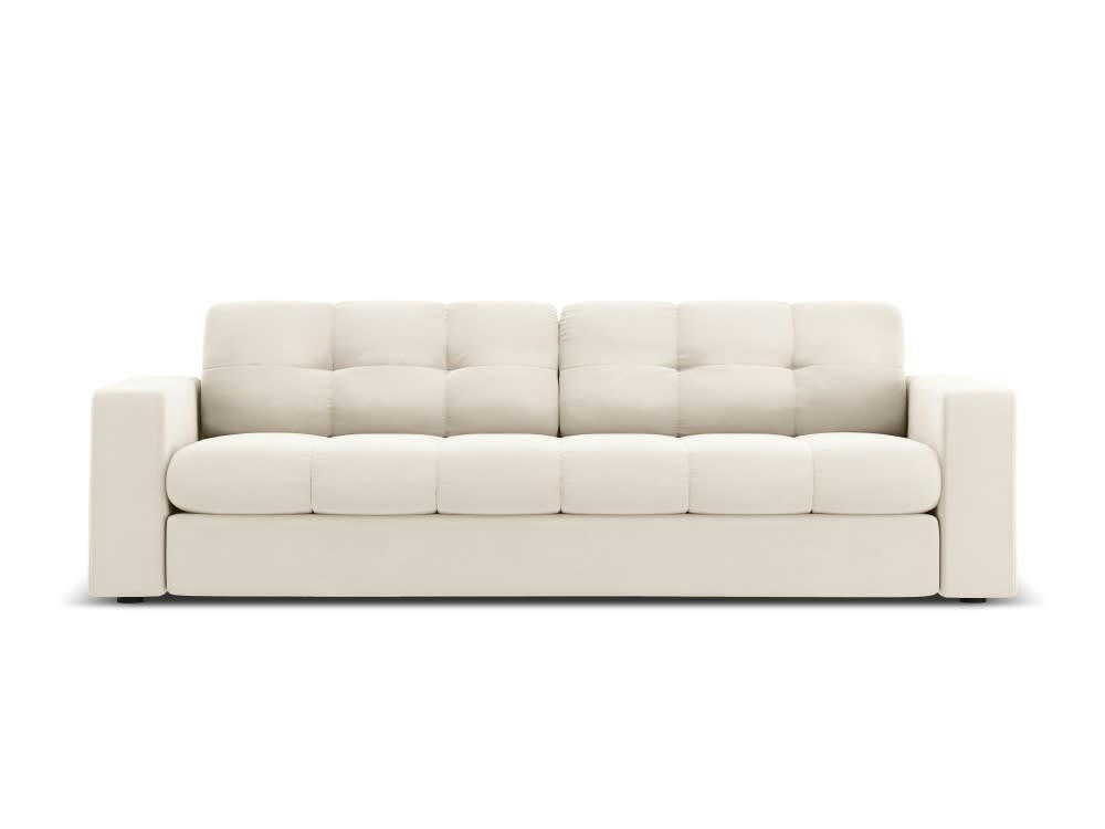 JUSTIN - Canapé 3 places en velours beige clair
