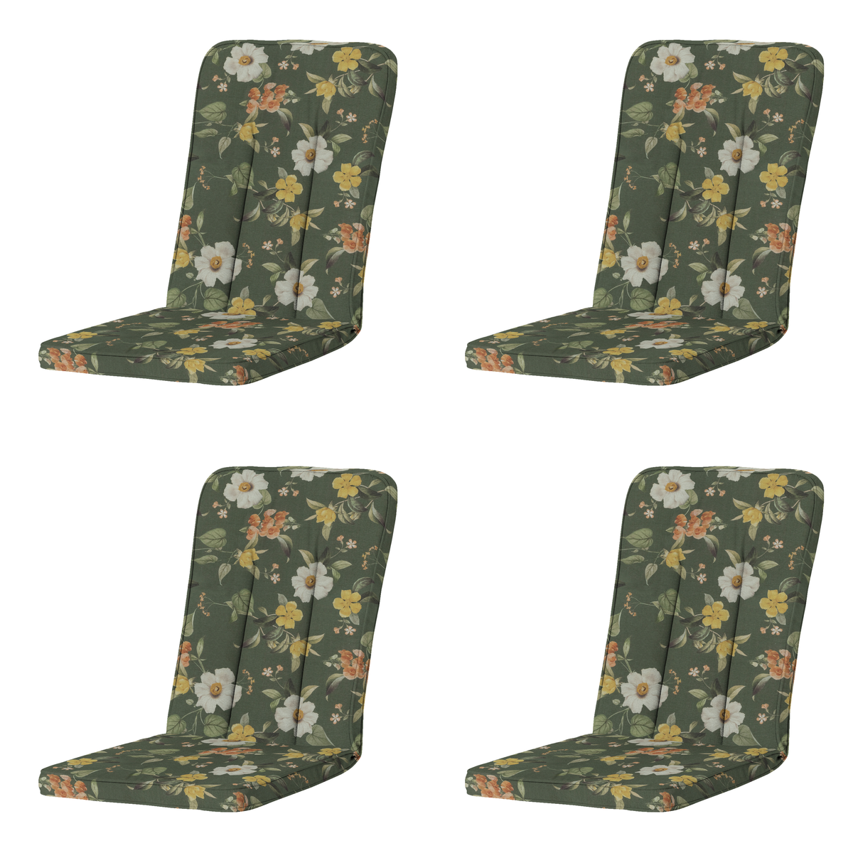 Madison tuintstoelkussen hoge rug Julliete - multikleur - 110x48x6cm - set van 4