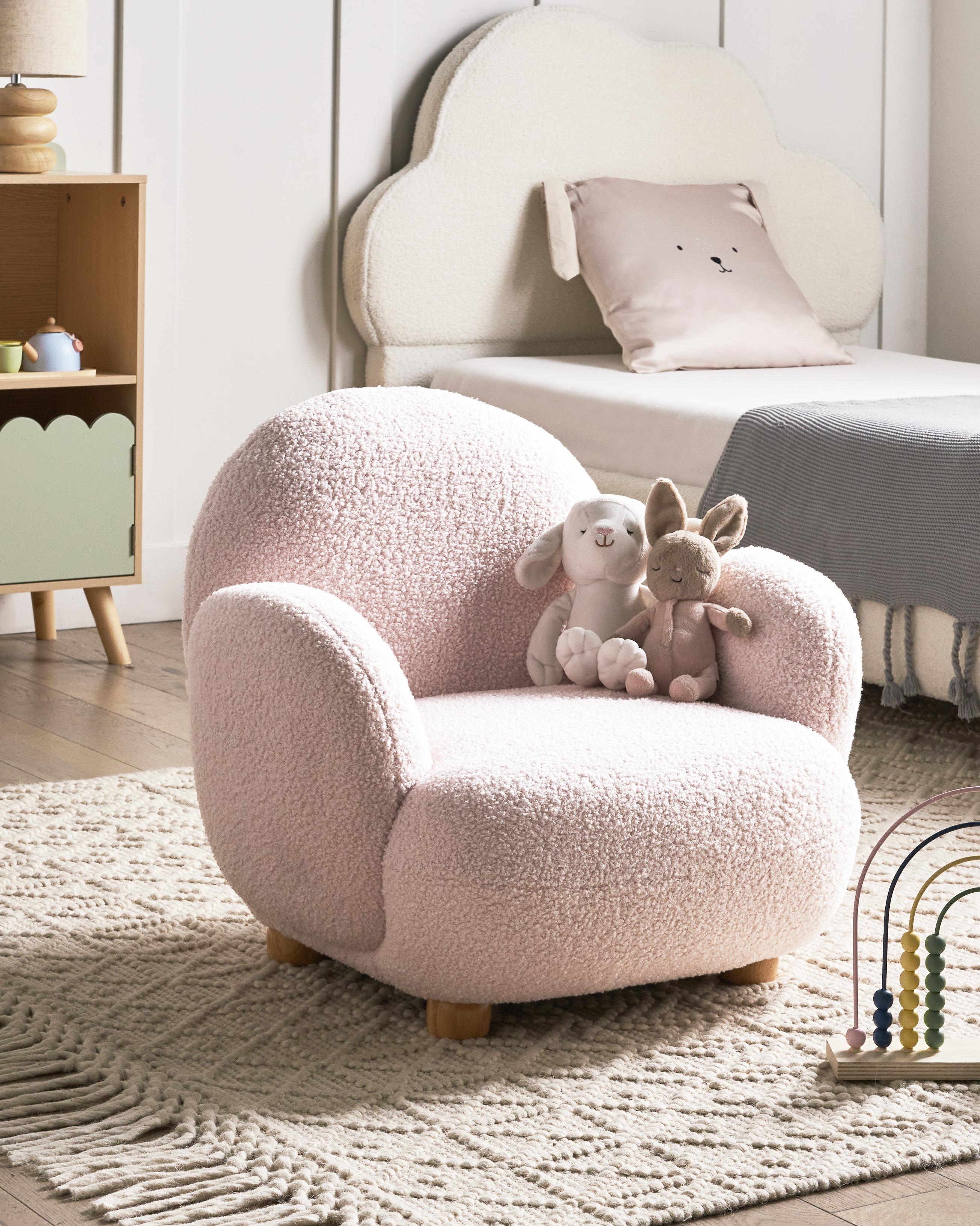 Kids Armchair HEM Boucle Pastel Pink