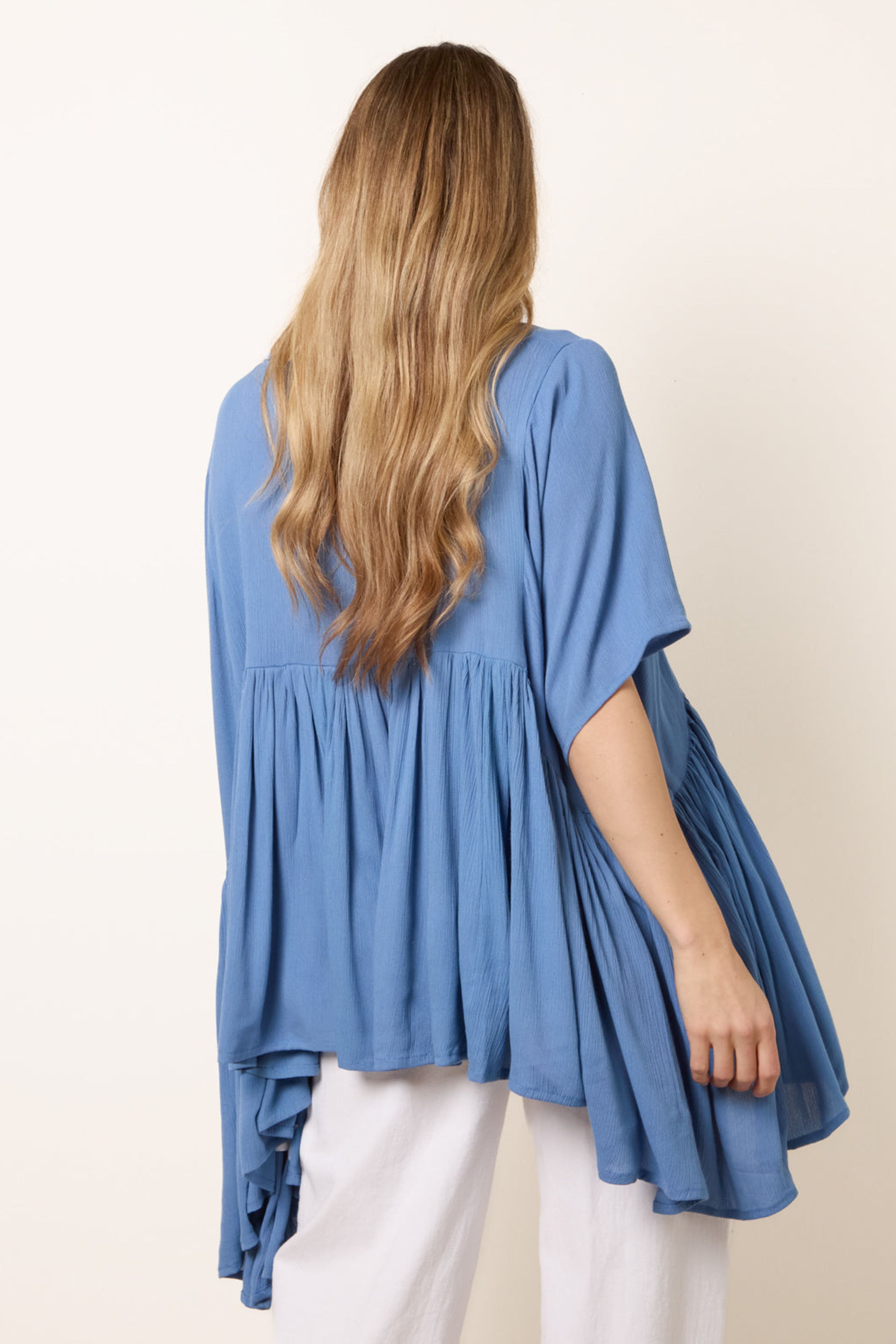 Blue Vanilla Blue Gathered Oversized Top