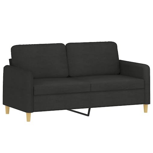 NNEVL 3 Piece Sofa Set with Pillows Black Fabric