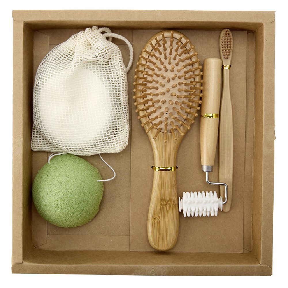Coffret salle de bain en bambou 6 pièces