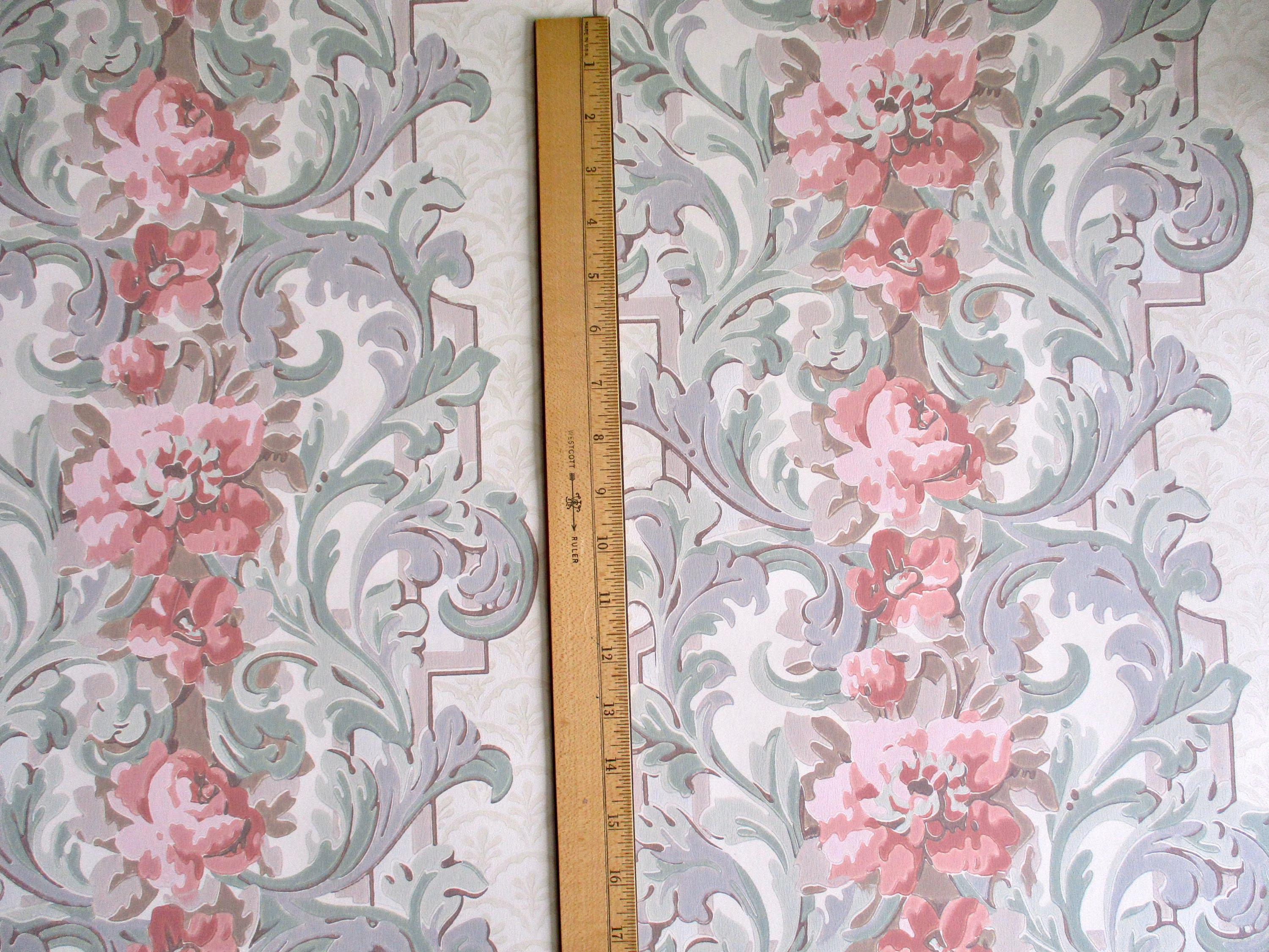 Vintage Schumacher Floral Vinyl Wallpaper - 5 Rolls