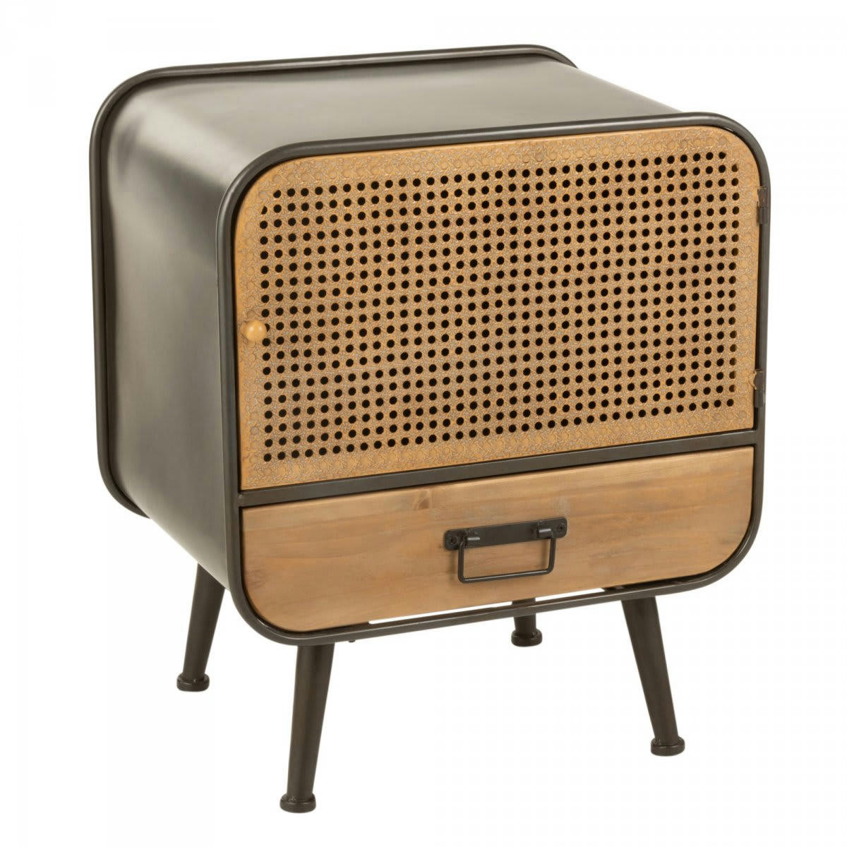 CHERIE - Table de chevet effet cannage avec tiroir et placard