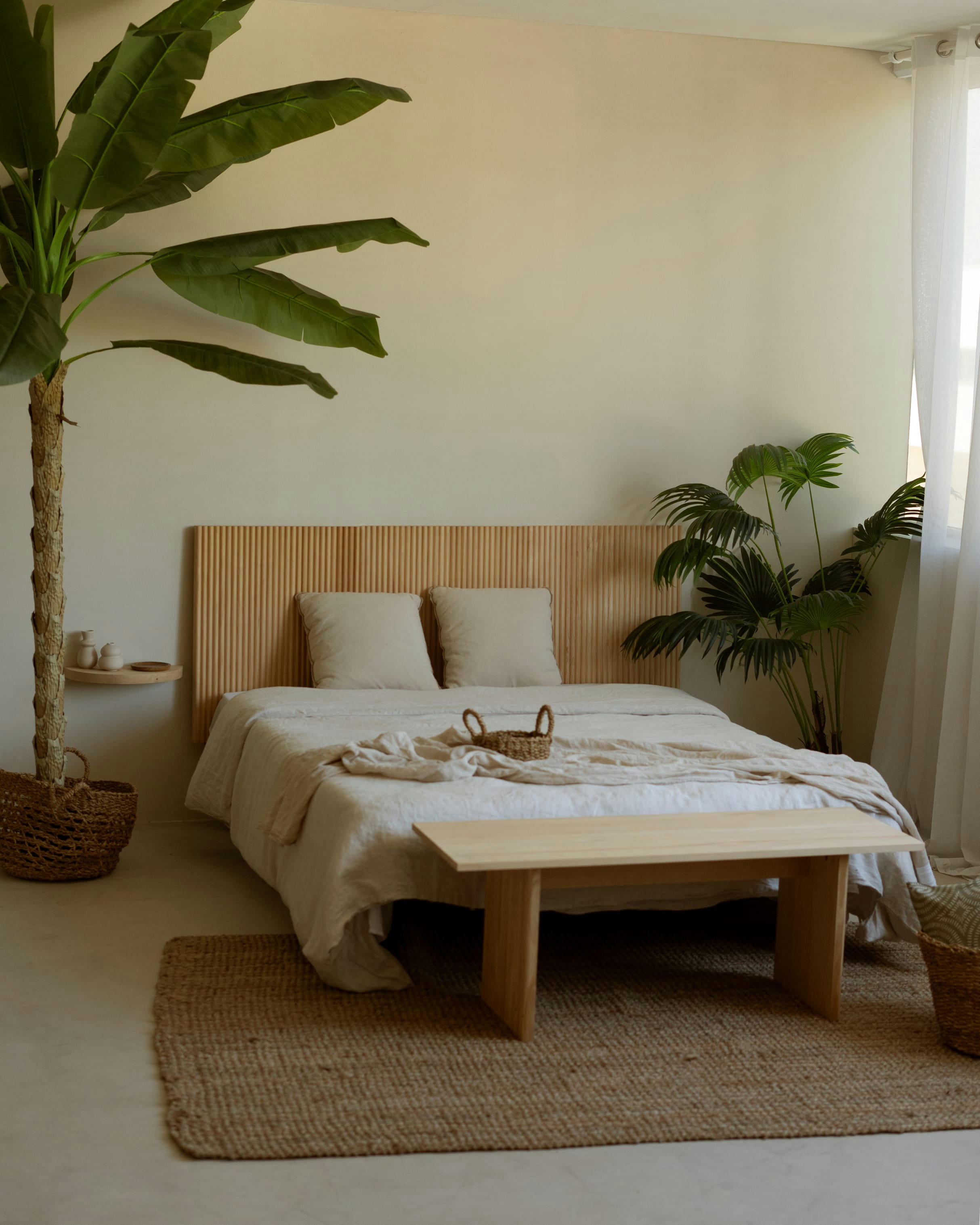 BALI - Tête de lit en bois de pin marron clair 160x80cm