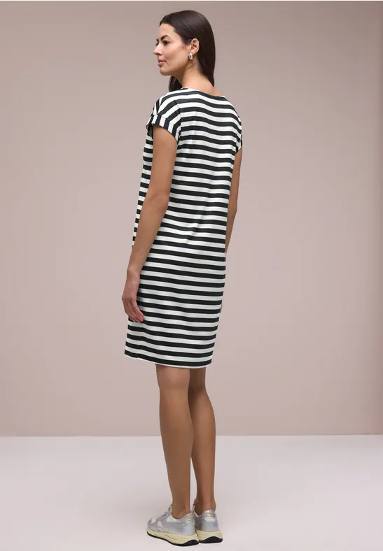 Knielanges Kleid aus Jersey mit Streifen