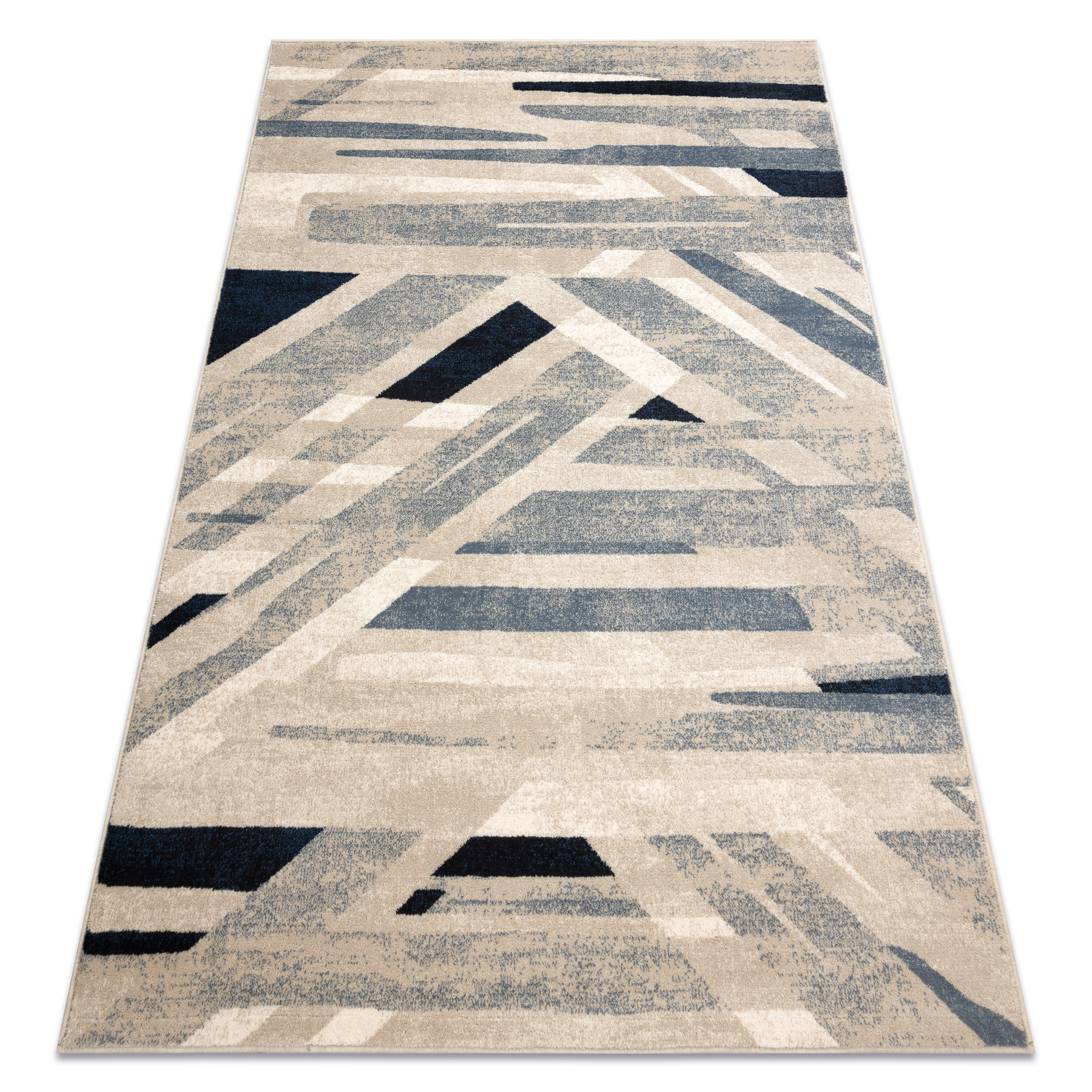Dywan wełniany NAIN Geometryczny 7706/51955 beż / niebieski 80x150 cm