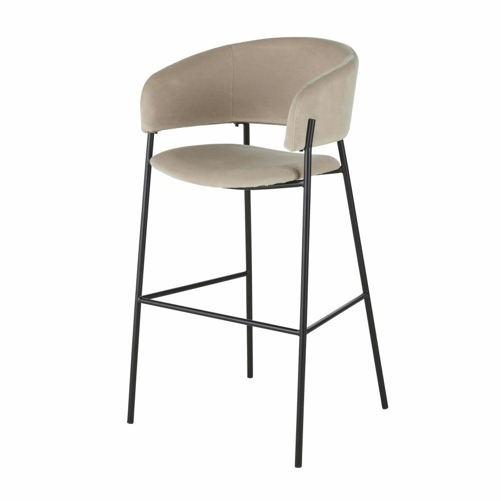 Hug Business - Fauteuils de bar professionnels en velours recyclé taupe H78 (x2)