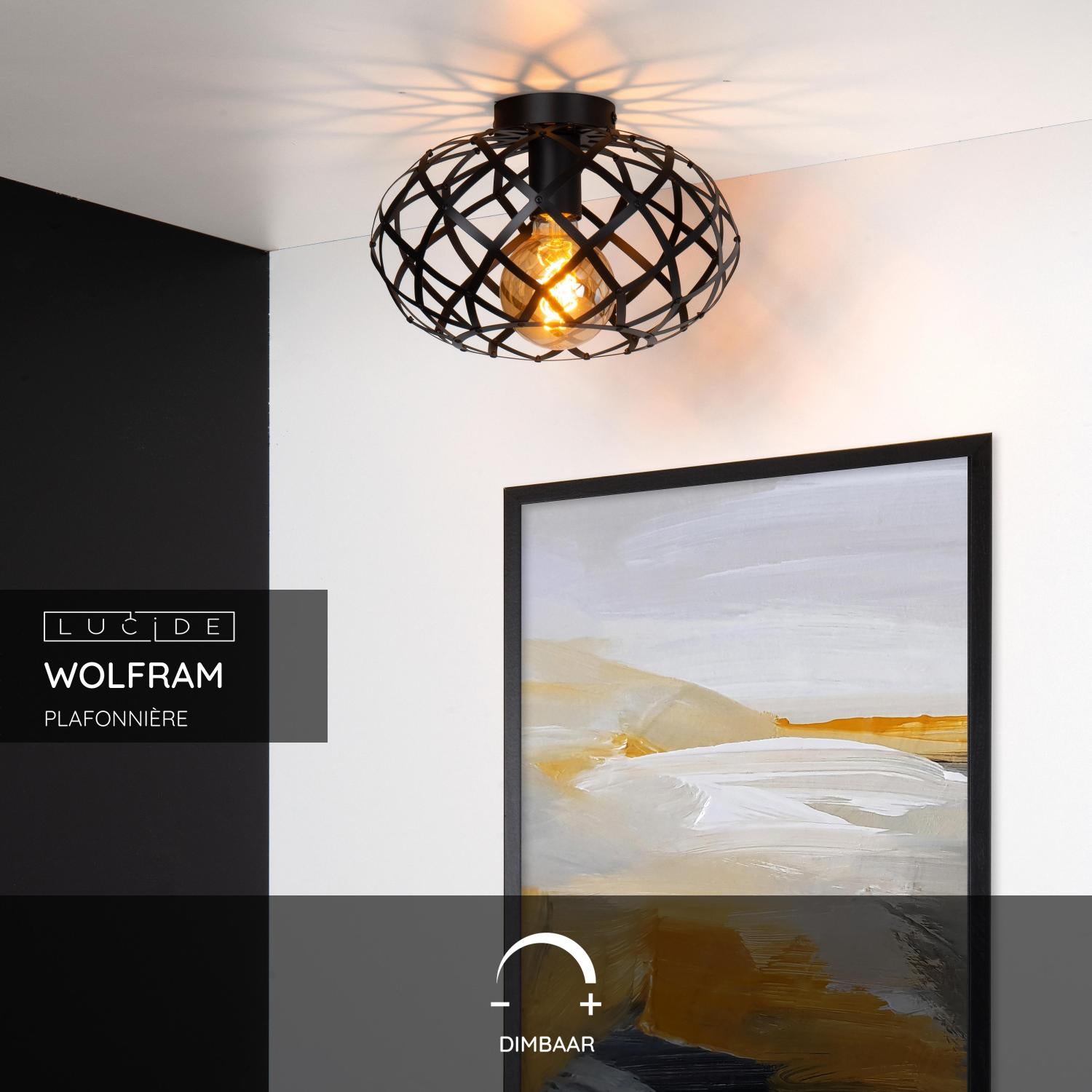 Lucide WOLFRAM Plafonnière - Zwart