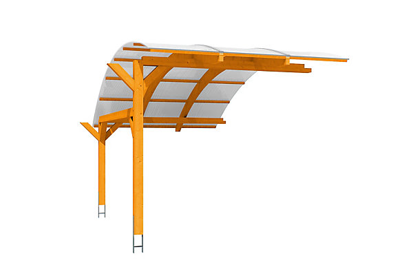 Extension de carport SKAN HOLZ Schwaben 299x630cm, bois lamellé-collé, traitement coloré chêne clair