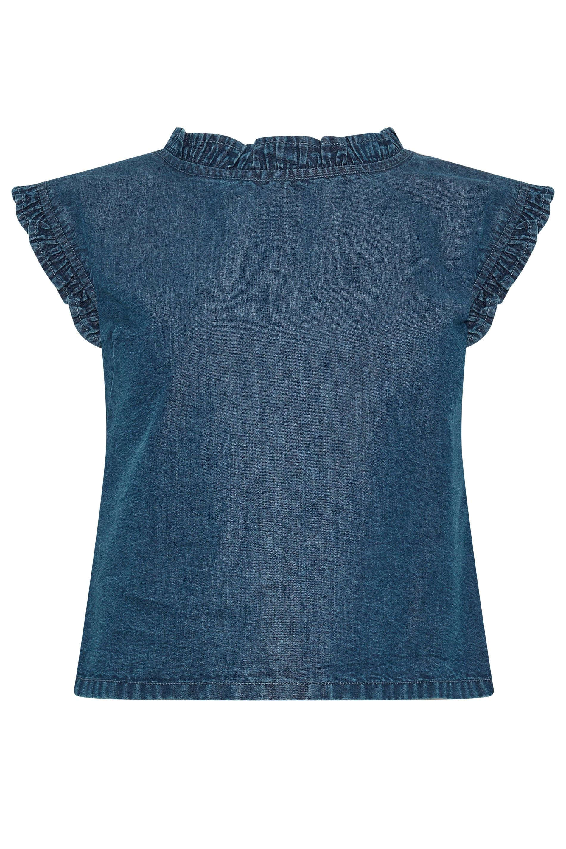 PixieGirl Petite Frill Button Denim Vest