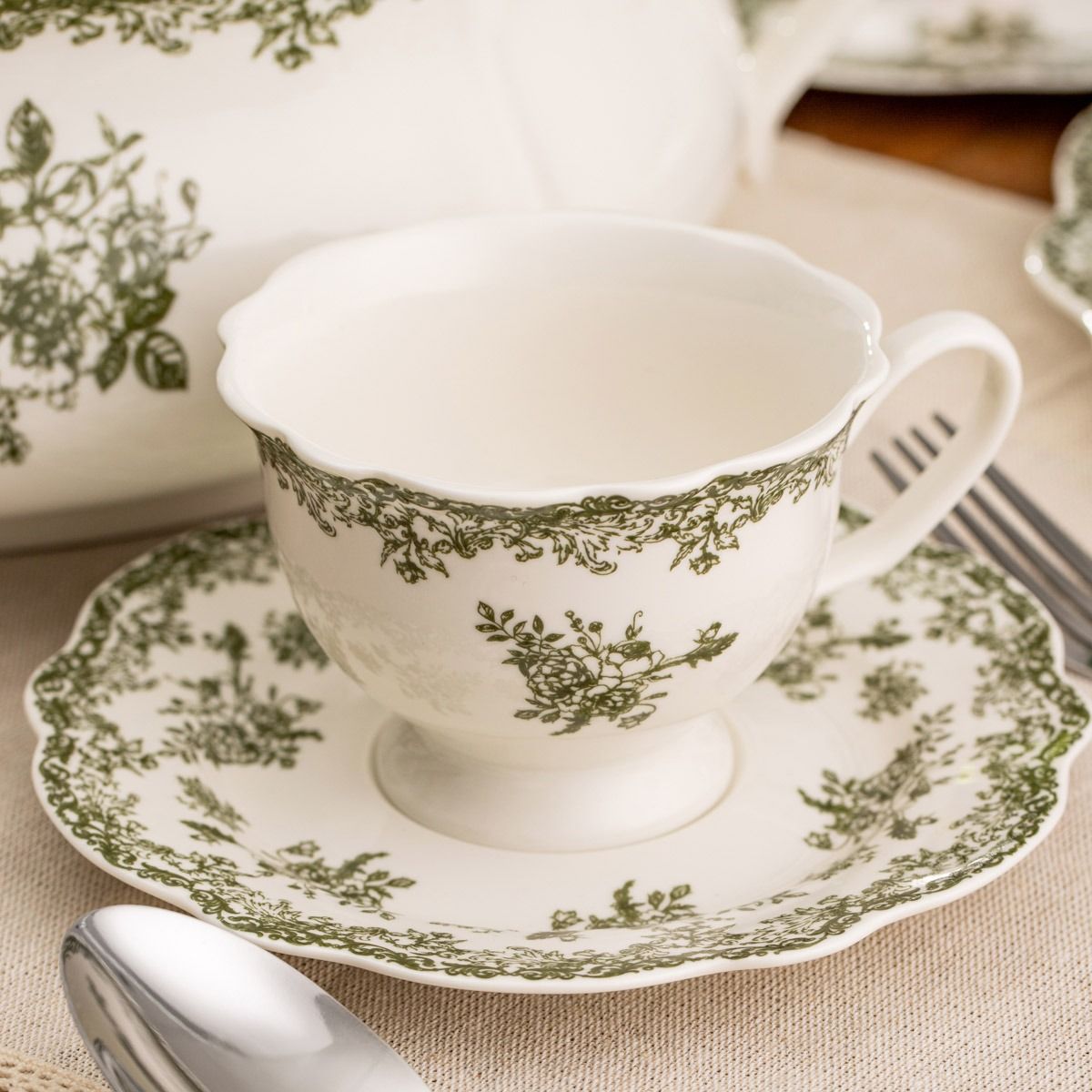 Filiżanka ze spodkiem LOURRY zielona 0,2 l