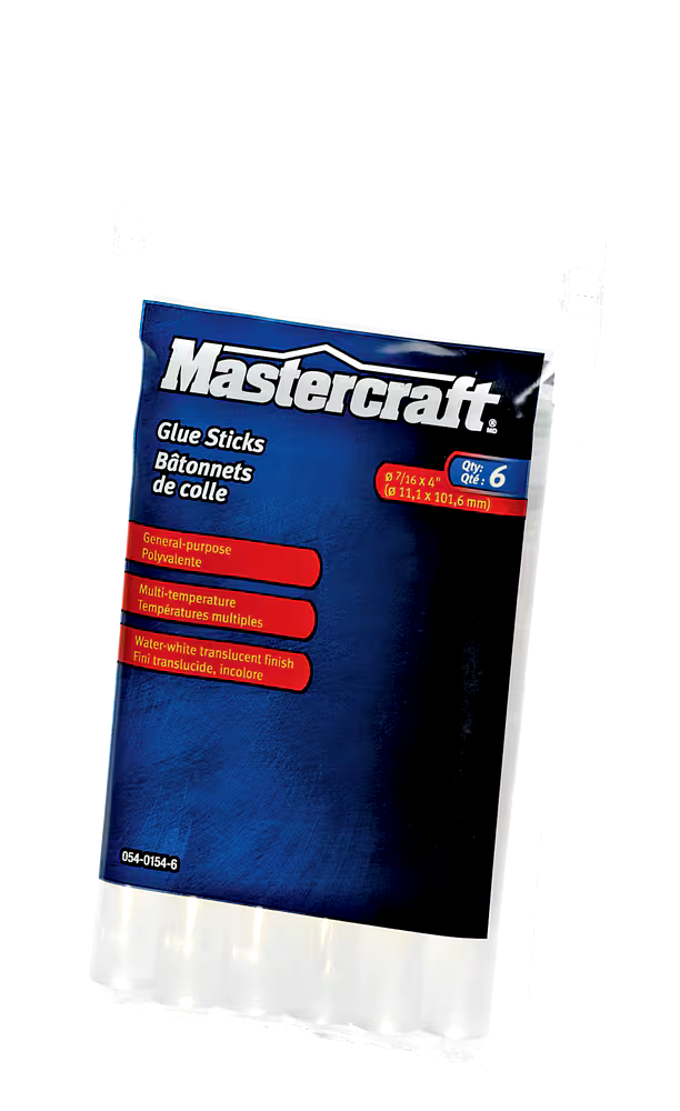 Mastercraft Clear All-Purpose Hot Glue Gun Sticks, Full Size, 4-in, 6-pk