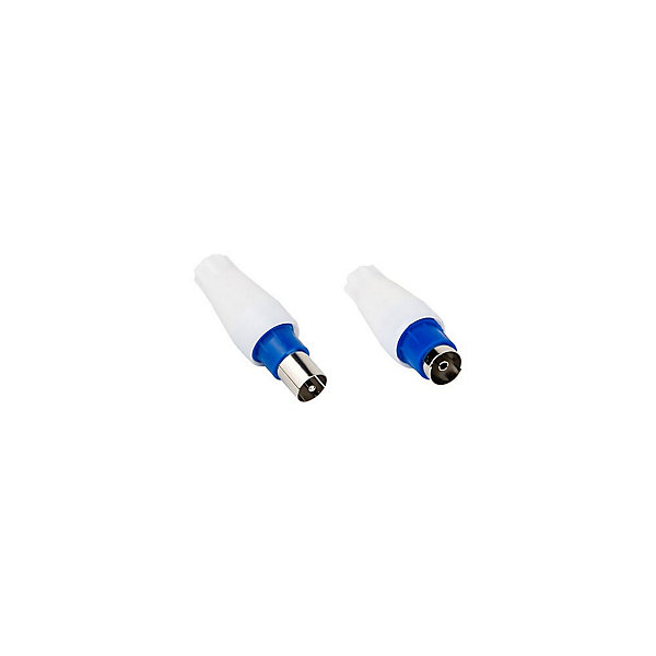 Connecteur TV coaxial GO/ON jeu de 2 6,52 mm mâle et femelle plastique blanc accent bleu