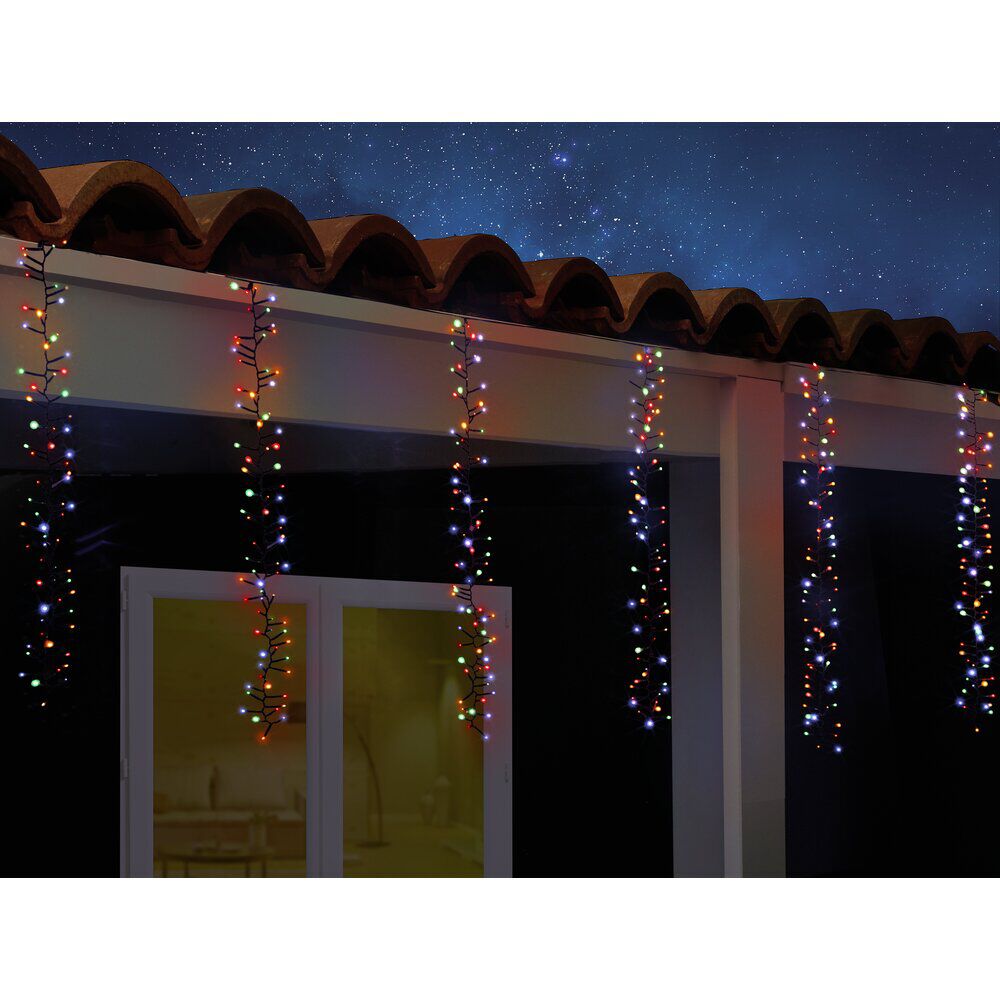 Guirlande bordure de toit forme cascade 480LED multicolores 2m