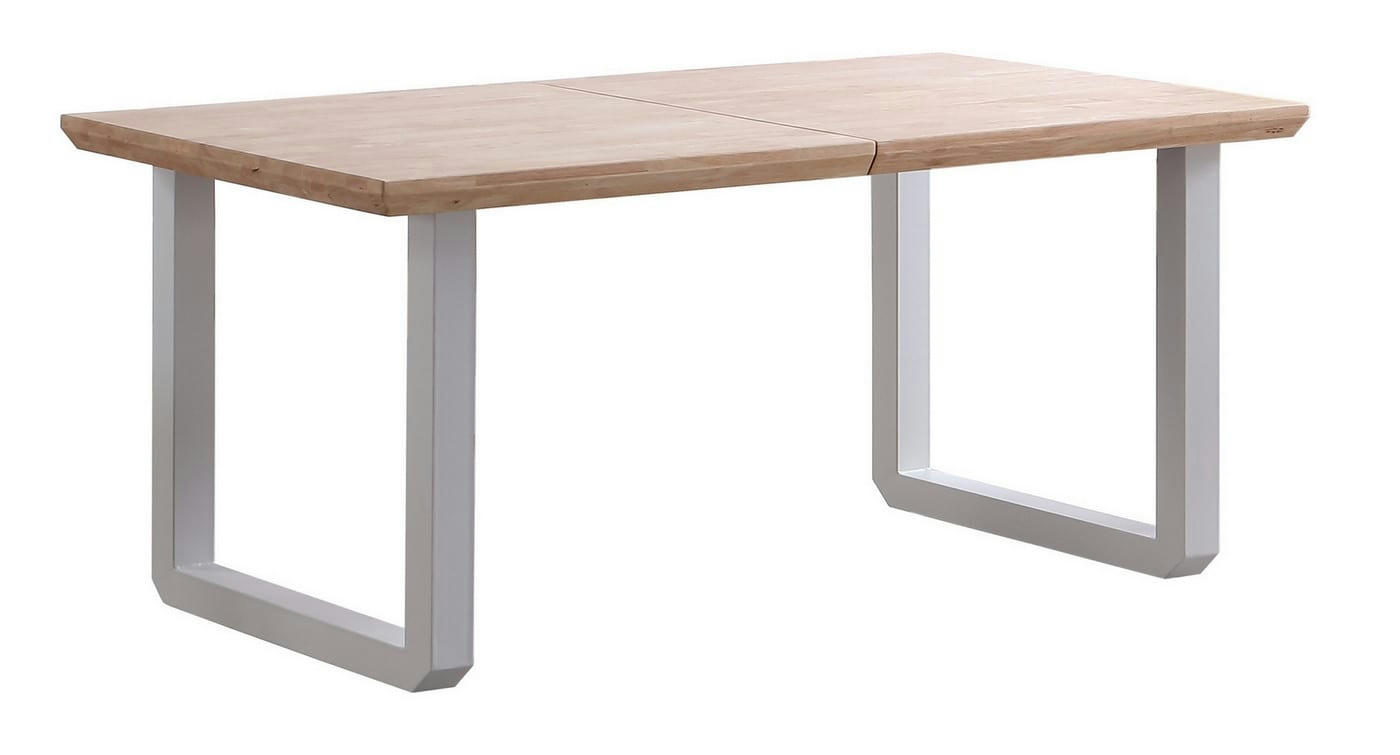 MATIKA - Table repas extensible bois clair et acier blanc L 220